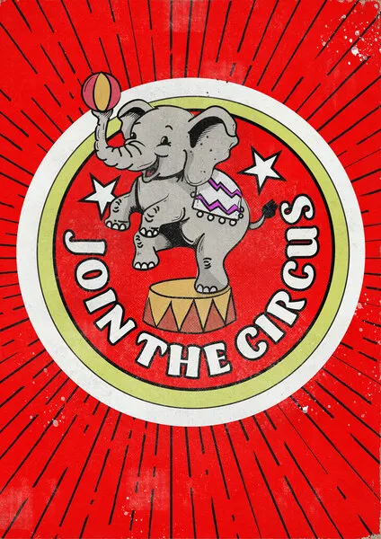 Retro Circus Elephant, wall art by Nicholas