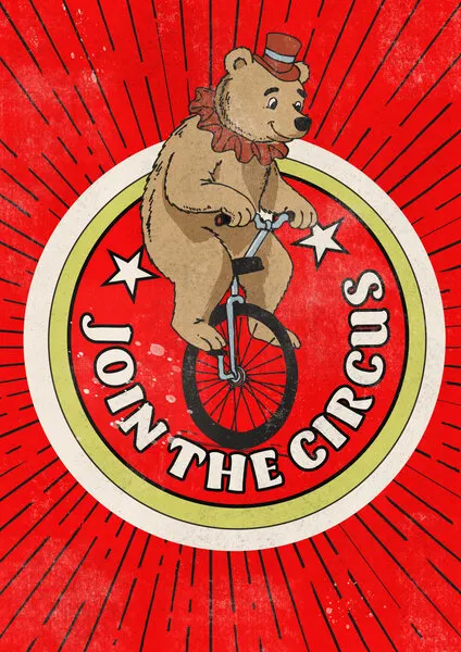 Circus Bear Unicycle Act, wall art by Nicholas