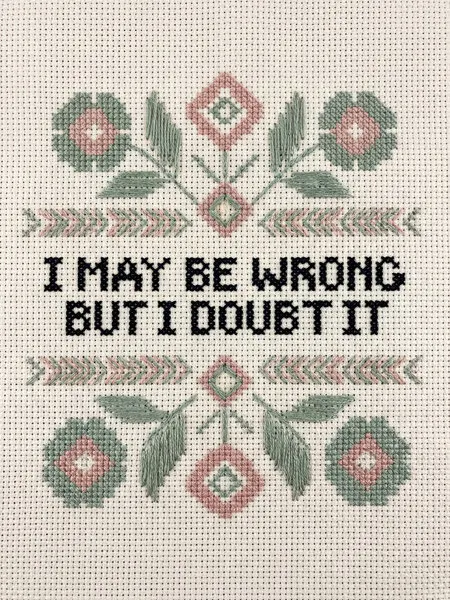 Witty Cross Stitch Quote, wall art by Andreas Magnusson