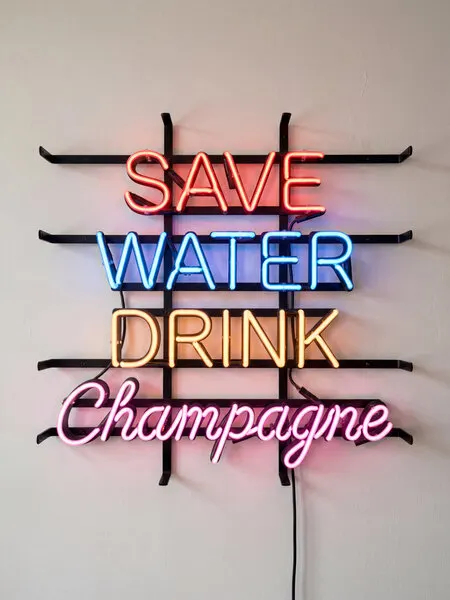Witty Champagne Neon Sign, wall art by Andreas Magnusson