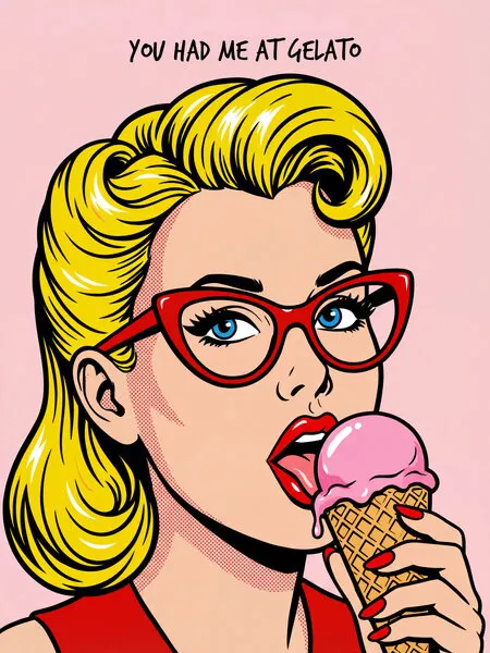 Retro Girl Gelato, wall art by Andreas Magnusson