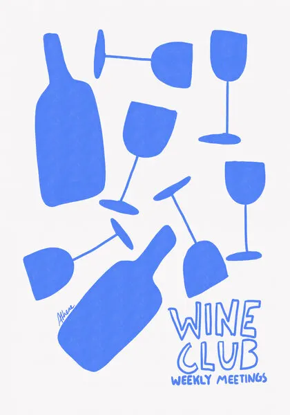 Wine Club, wall art by Athene Fritsch