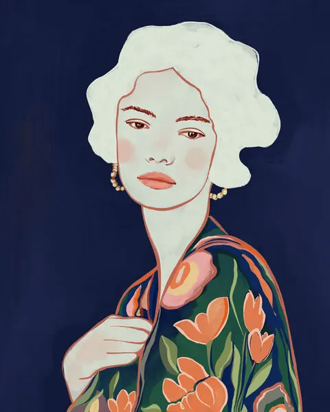 Elegant Floral Woman, wall art by CATS AND DOTZ