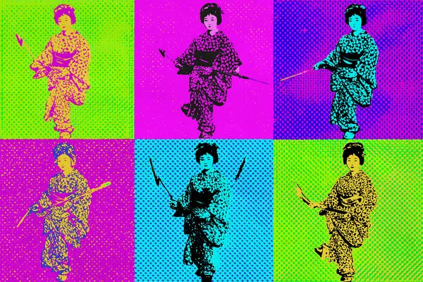 Japanese Pop Art Woman, wall art by Treechild