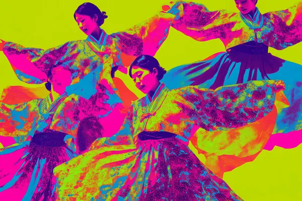 Colorful Hanbok Dancers, wall art by Treechild