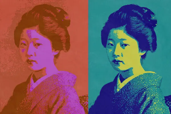 Vibrant Japanese Portrait, wall art by Treechild
