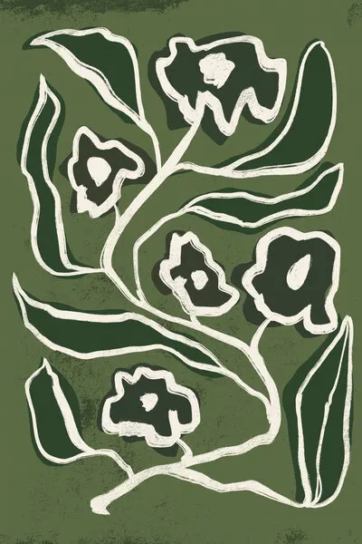 Modern Green Flowers, wall art by Treechild