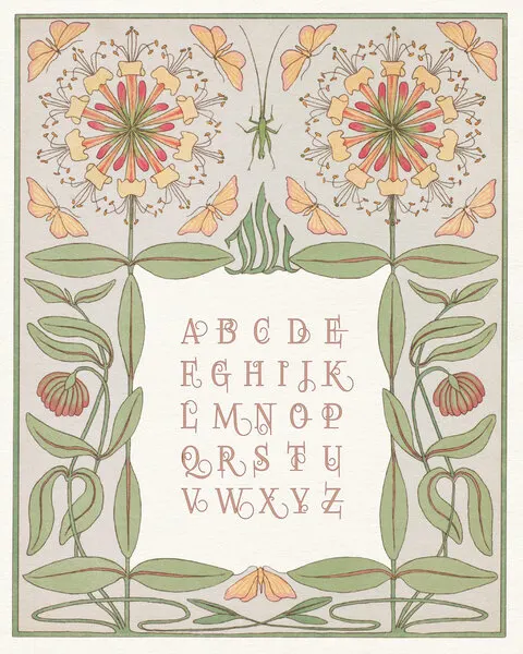 Decorative Floral Alphabet, wall art by Wild Violets