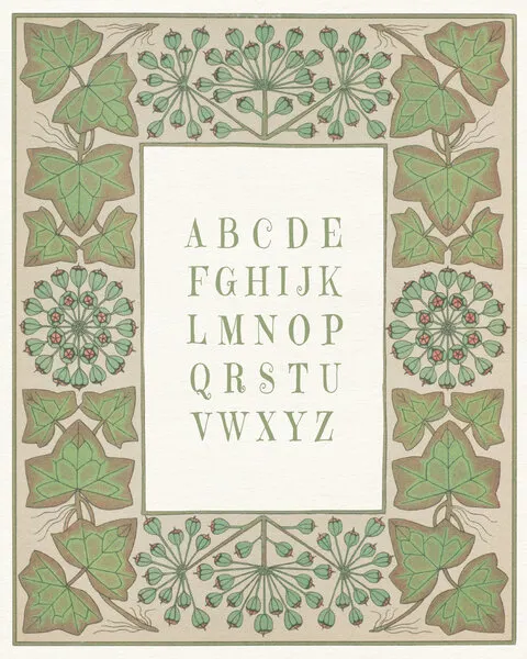 Botanical Alphabet Frame, wall art by Wild Violets