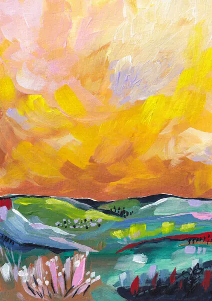Vibrant Sunset Landscape, wall art by Dirkie Nell