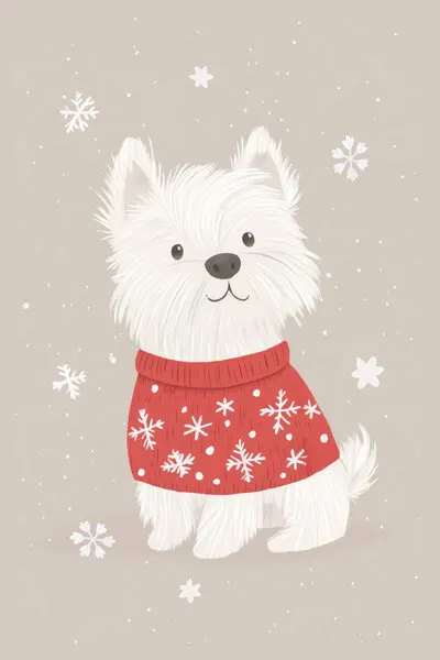 Cute Winter Westie, wall art by Mathieu