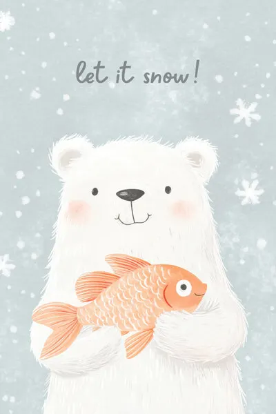 Let It Snow Bear, wall art by Mathieu