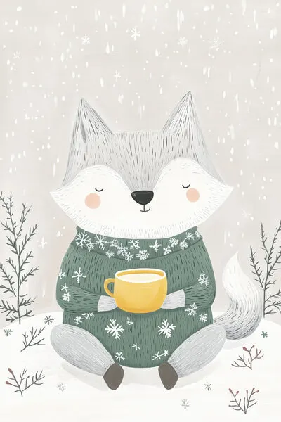 Cozy Winter Fox, wall art by Mathieu