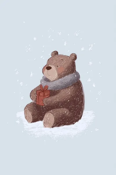 Sweet Winter Bear Gift, wall art by Mathieu