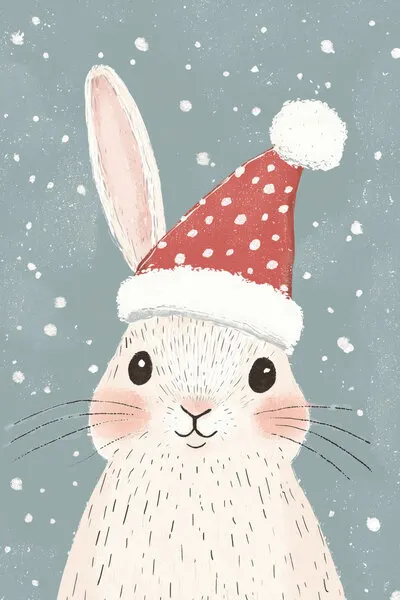 Cute Christmas Bunny, wall art by Mathieu