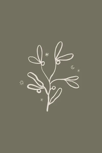 Mistletoe Celestial Line Art, wall art by Karen Menzenbach